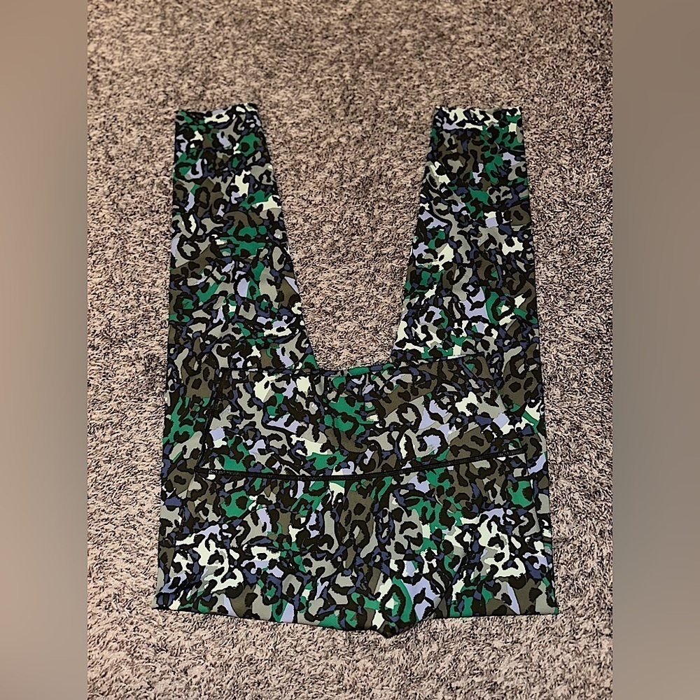 Women’s Offline by Aerie Green Blue Camo Goals 7/8 High Ride Leggings Size Large